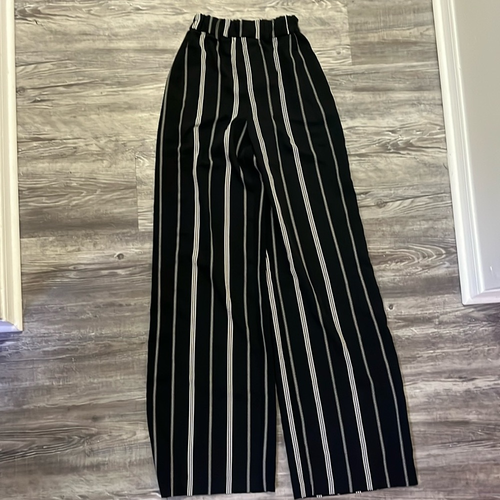 Black striped trouser pants